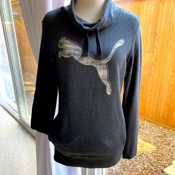 Puma Charcoal Cowl Neck Pullover Size S - Picture 1 of 8